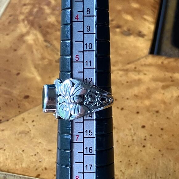 Natural Chrome Diopside Sterling Silver Butterfly Ring Size 6 - Picture 8 of 9